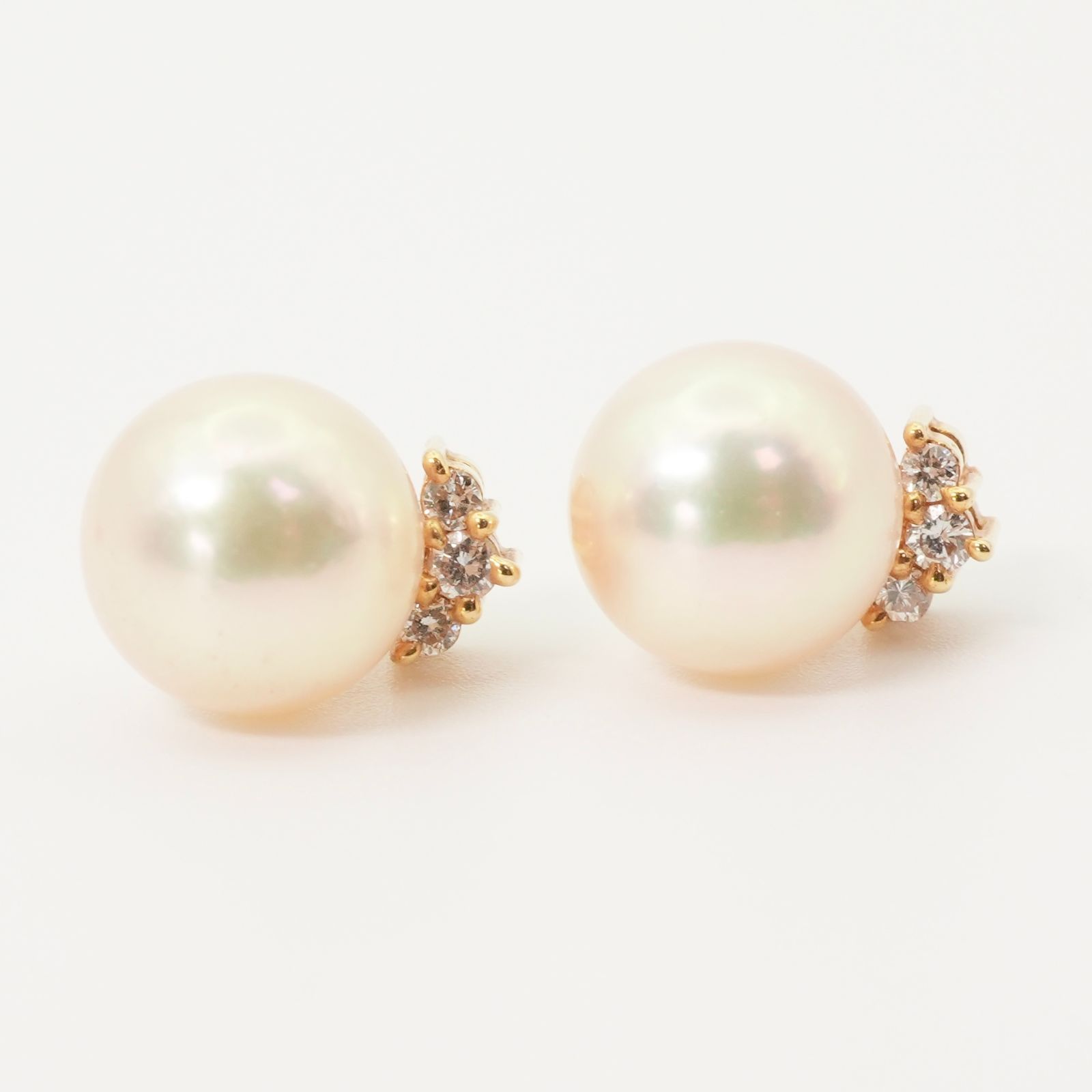 【美品】田崎真珠　ピアス　K18金（ダイヤモンド付き） 田崎真珠 K18 アコヤ パール ダイヤモンド ピアス/24-5714S