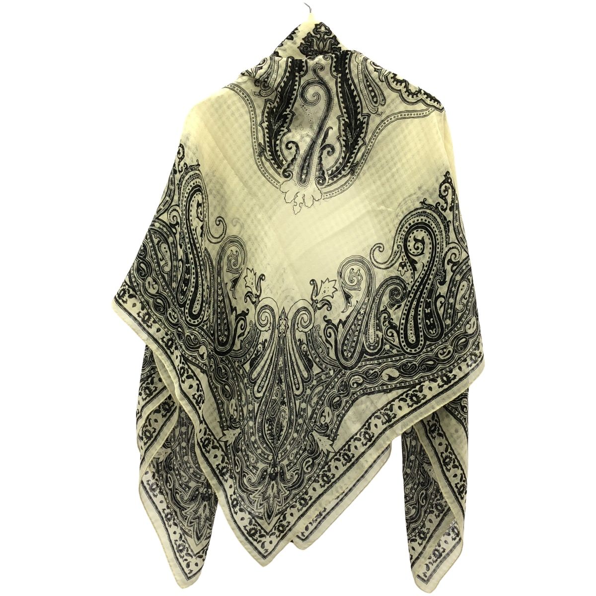 美品▽HERMES エルメス グランアッシュ シルク ウール Hロゴ柄  