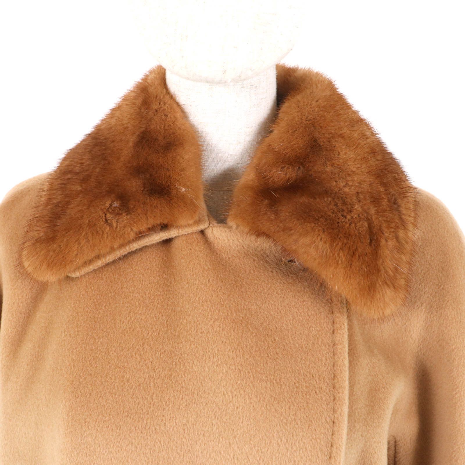 美品白タグMaxMara マックスマーラカシミヤキャメルファーコート