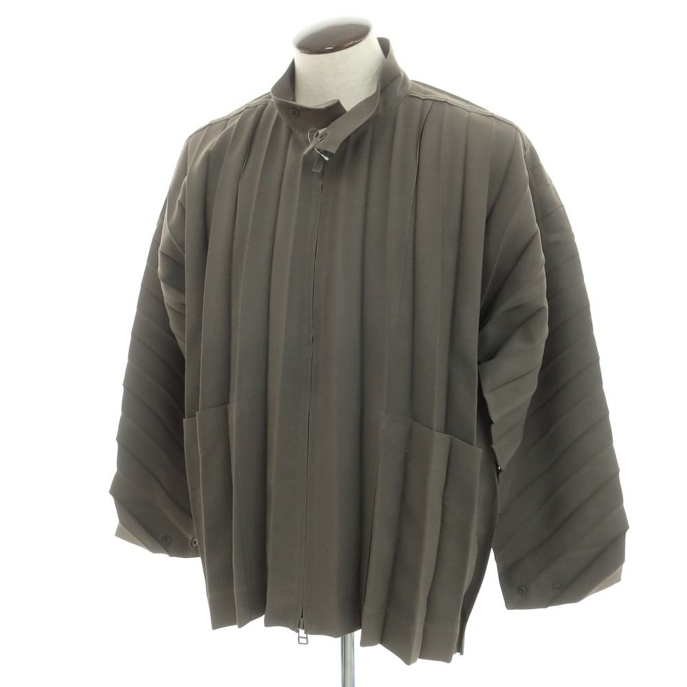 オム プリッセ イッセイミヤケ HOMME PLISSE ISSEY MIYAKE プリーツ加工 ブルゾン  グレイッシュカーキ【サイズ表記なし（L位）】【メンズ】