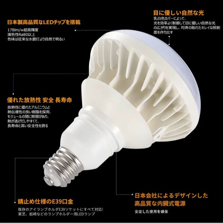 電球LED E39口金 PAR56 ledアイランプ IP66防水 A0123A - メルカリ