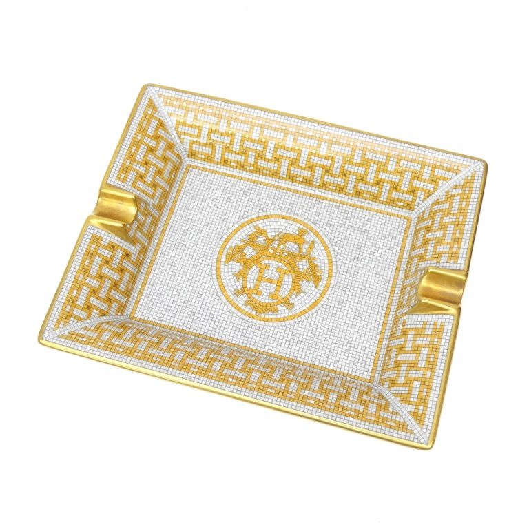 エルメス HERMES 灰皿 アッシュトレイ モザイク 24 ゴールド