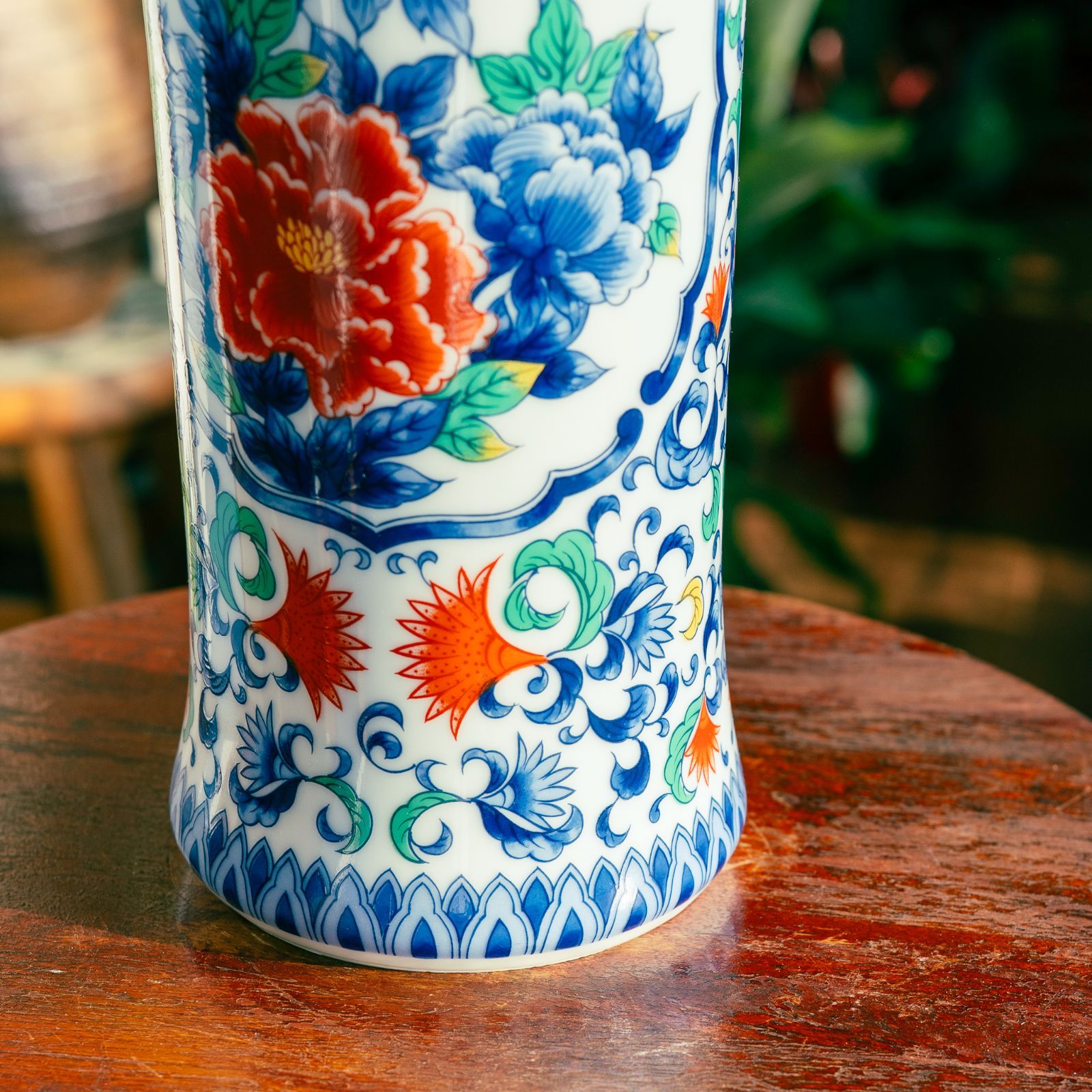 中国×日本】𖣔 花瓶・フラワーベース 𖣔 花柄・中華・大型【美品 1点