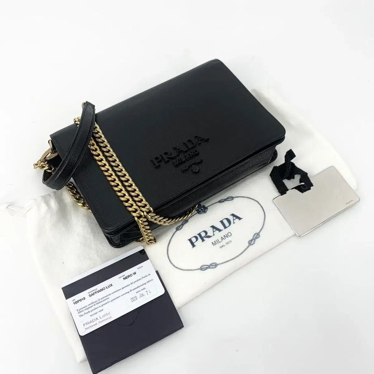 *デパートボード* PRADA プラダ サフィアーノ MONOCHROME モノクローム ミニ クロスバッグ 1BP018