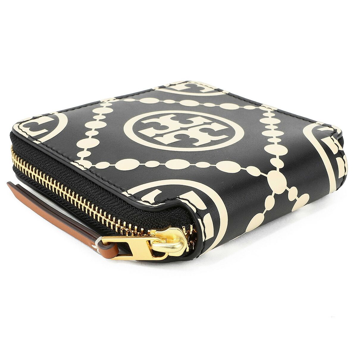 新品 トリーバーチ TORY BURCH 2つ折り財布 Tモノグラム コントラスト エンボス ブラック/ニュークリーム 新品 トリーバーチ TORY BURCH 2つ折り財布 Tモノグラム コントラスト