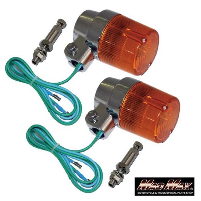 【送料無料】マッドマックス 汎用 丸型 ヨーロピアンウインカー オレンジ 取付ステー付き 2個セット   （MM11-0057-A-2) MADMAX MAD MAX