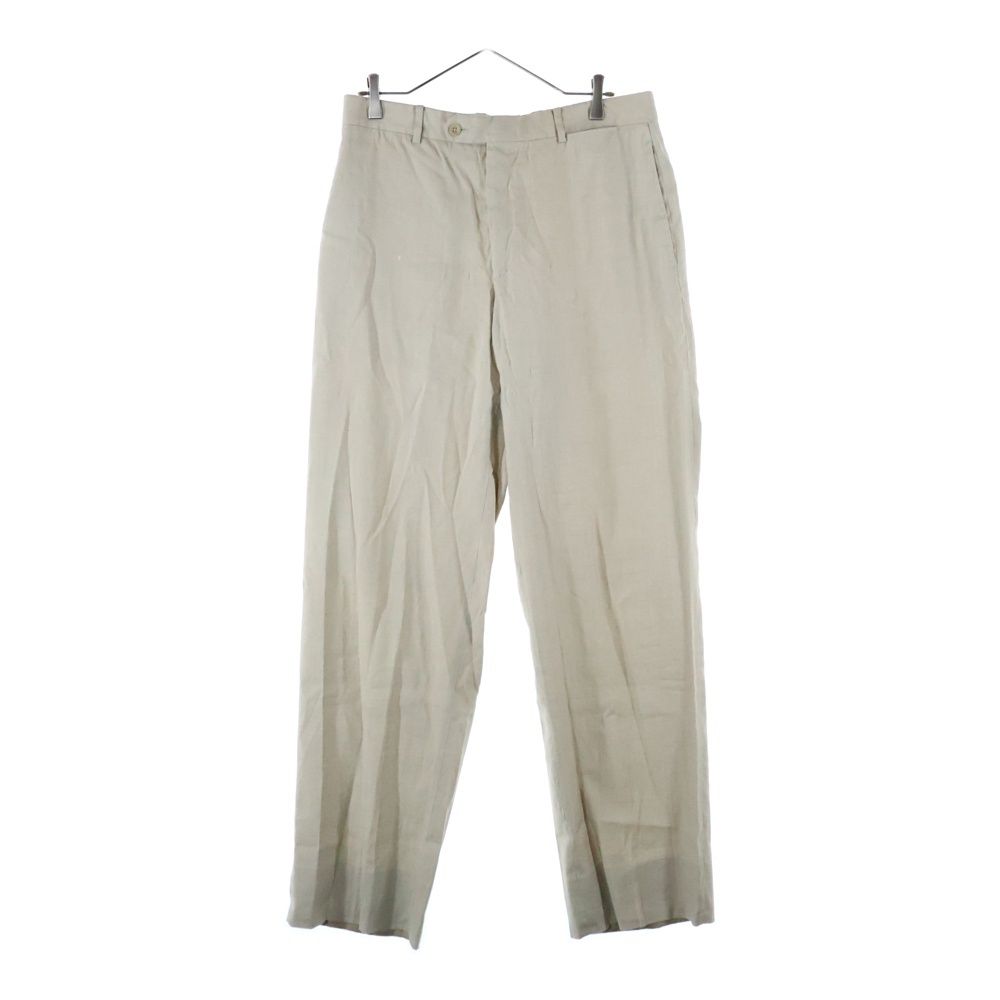 HERMES エルメス レーヨン混 リネン ノータック スラックスパンツ トラウザーズ ベージュ 02503.097