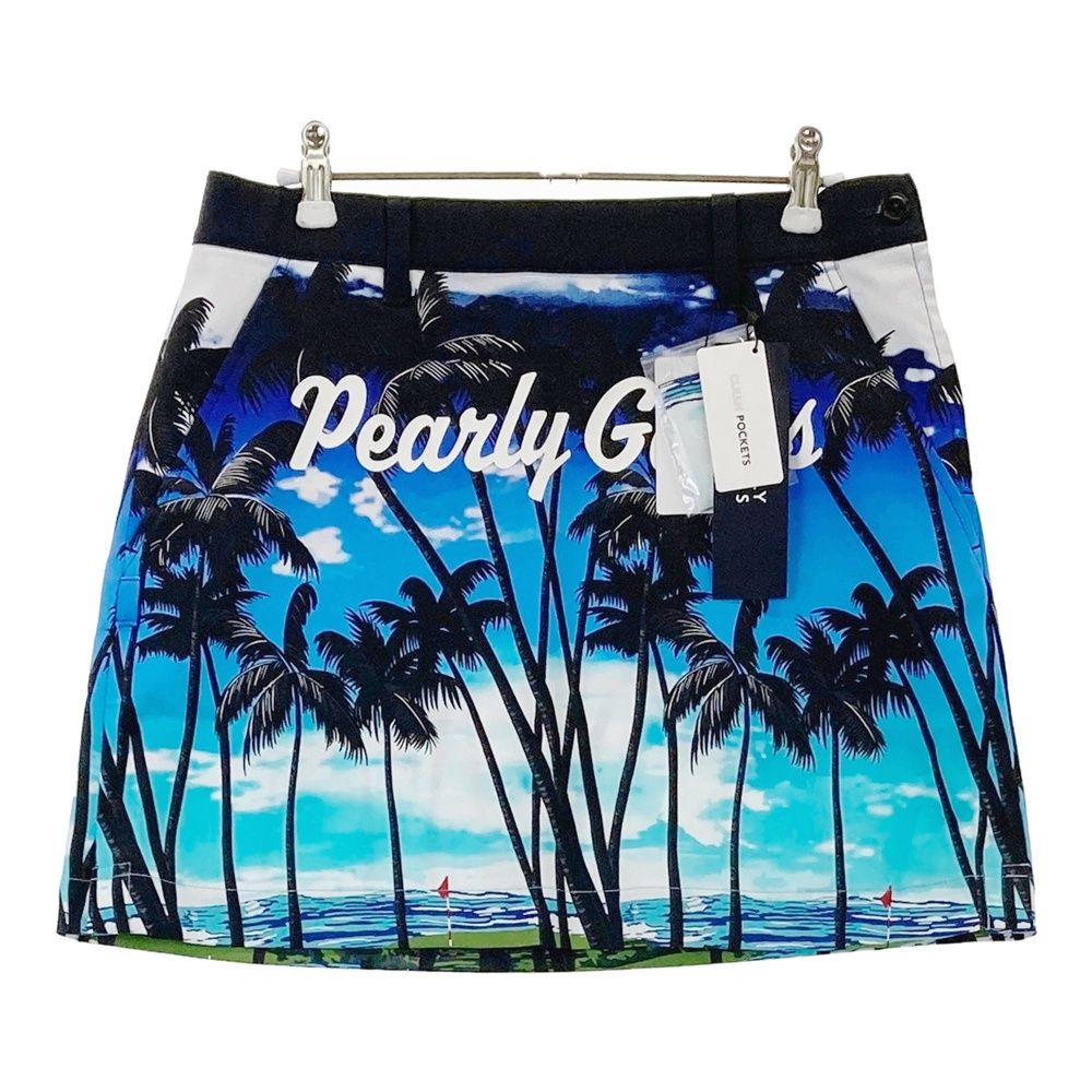 サイズ 1 PEARLY GATES パーリーゲイツ 055-1234612 スカート ヤシの木プリント ブルー系 240101528495 ゴルフウェア レディース ストスト