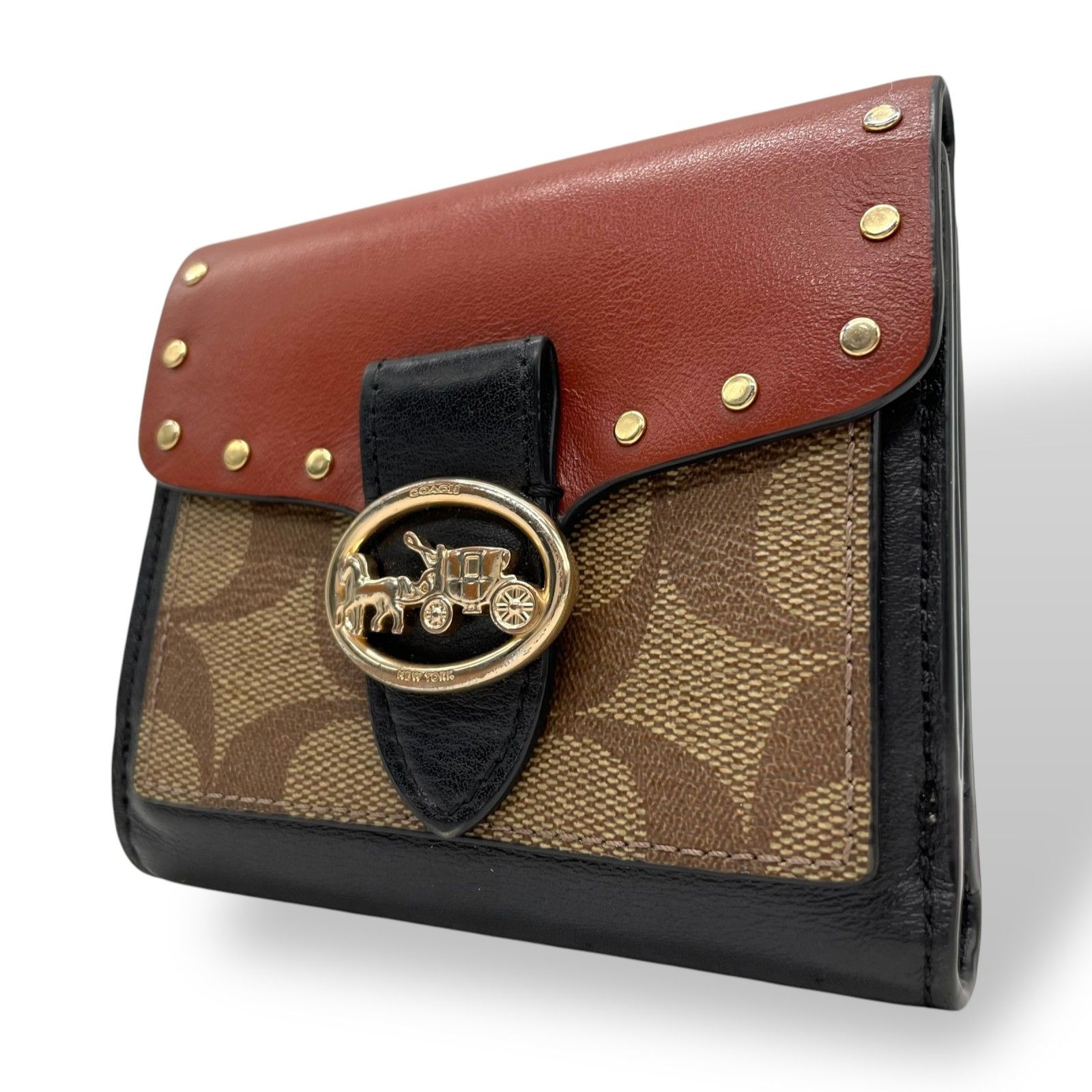 美品 COACH コーチ 二つ折り財布 PVC レザー ジョージー スモール 
