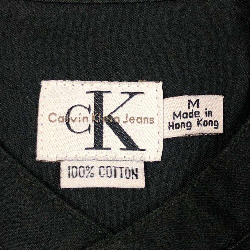 CALVIN KLEIN JEANS カルバンクラインジーンズ 90S バンドカラーシャツ 長袖 黒 サイズM 正規品 / B4270