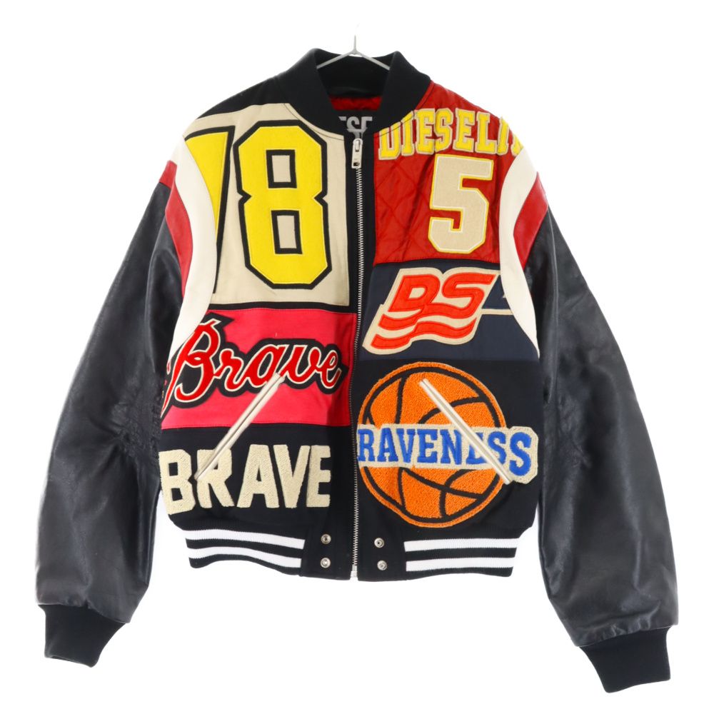 【美品】DIESEL ディーゼル スタジャン ワッペン レザー DIESEL (ディーゼル) 21AW L-Keir 袖レザージャケット ワッペン