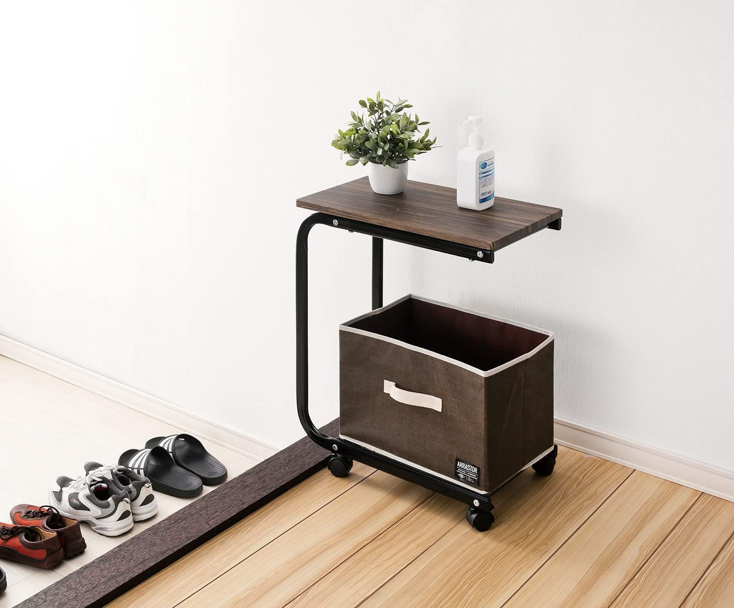 サイドテーブル 武田コーポレーション サイドテーブル・収納・カート ブラウン 43×35×50? ヴィンテージ調 天板付き キャスターワゴン2段 K9-VT ホワイト_2段 武田コーポレーション サイドテーブル・収納・カート