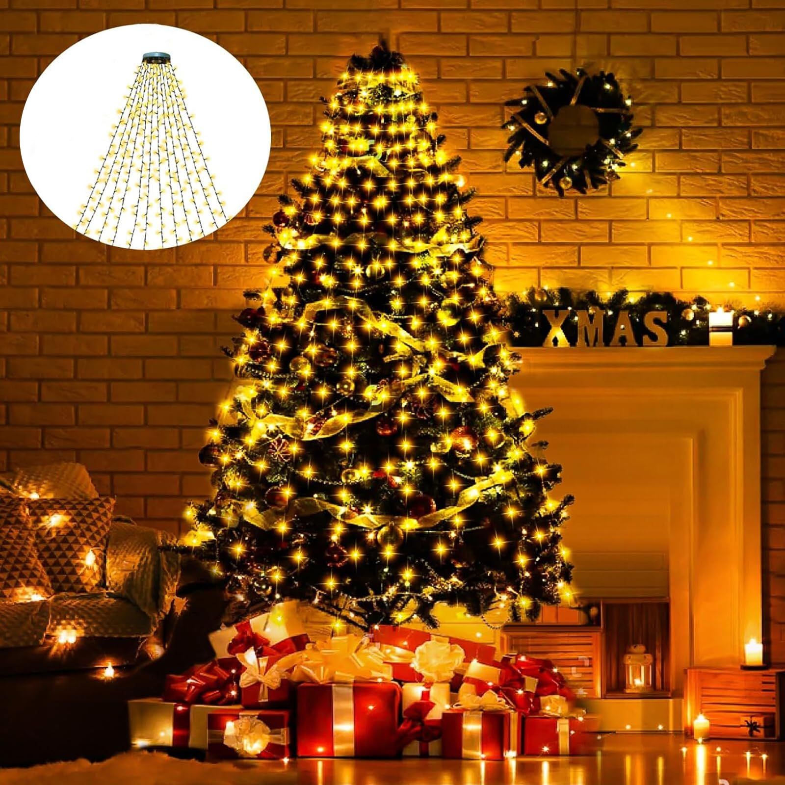 アウトドア 新品 クリスマスツリー電飾 2M 16本 400球 led