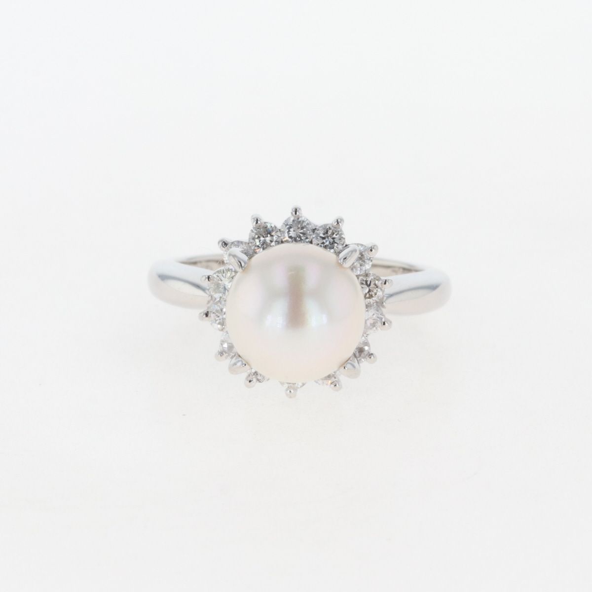 パール デザインリング プラチナ メレダイヤ 指輪 真珠 リング 11号