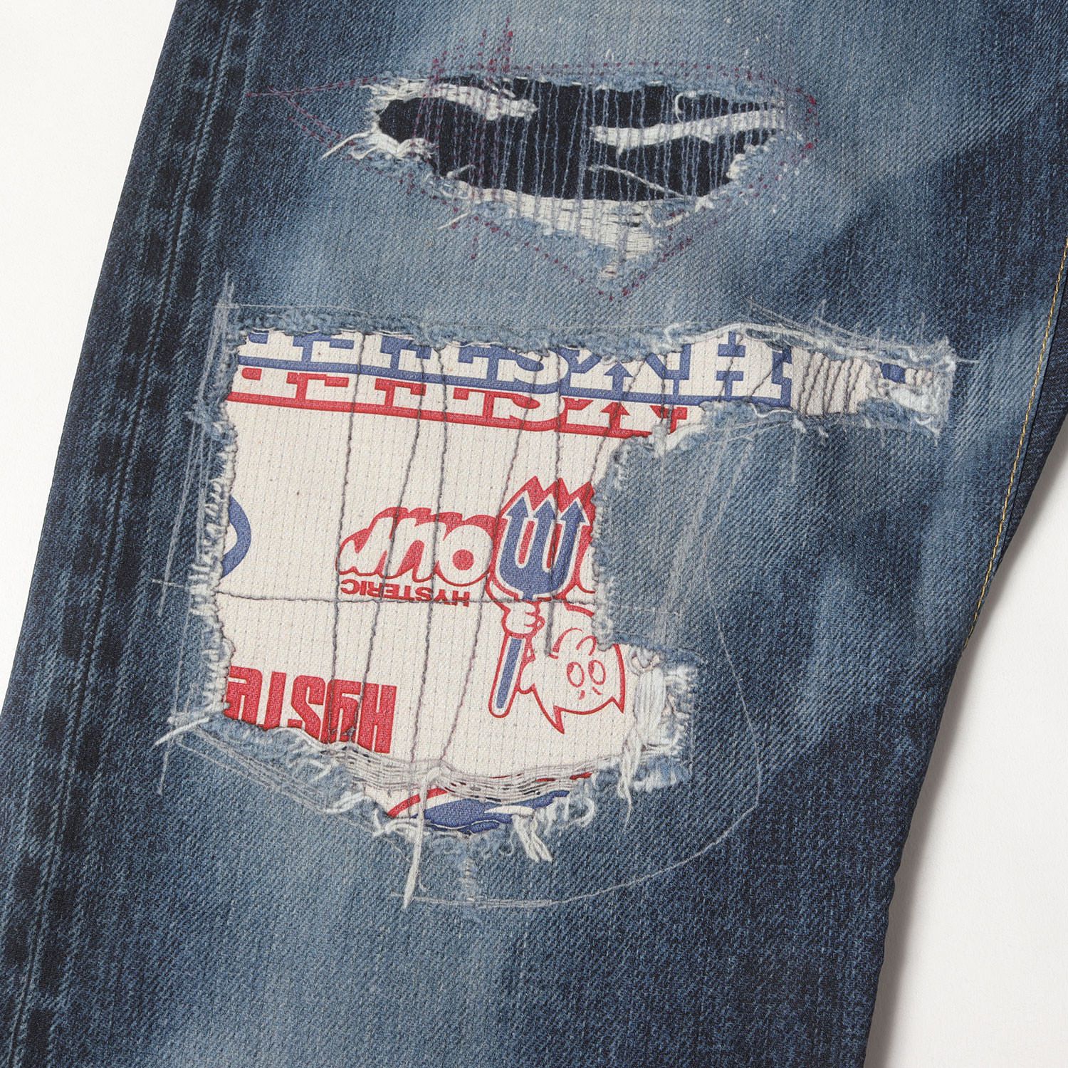 [タグ付き未使用]ヒステリックグラマー　転写　デニム　プリント　パンツ　裾ジップ HYSTERIC GLAMOUR ヒステリックグラマーHYSTERIC GLAMOUR