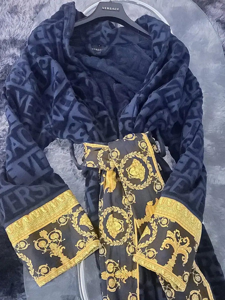 Versace ヴェルサーチェ 17SS にわか雨 ローブ ドレス ネイビー L