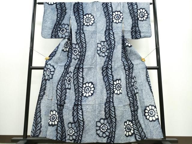 平和屋着物∴夏物 浴衣 有松鳴海絞り 枝花文 綿 逸品 CAAW1015ng