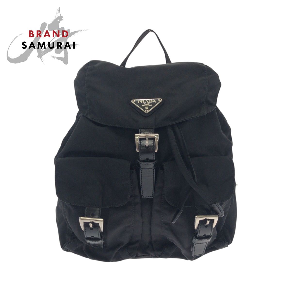 PRADA プラダ テスート 三角ロゴプレート ブラック 黒 シルバー金具 