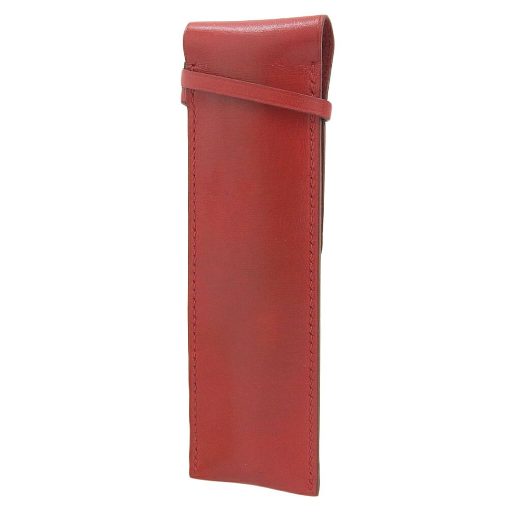 HERMES - エルメス ペンケース  ボックスカーフ レディース レッド【中古】 HERMES - エルメス ペンケース ボックスカーフ レディース