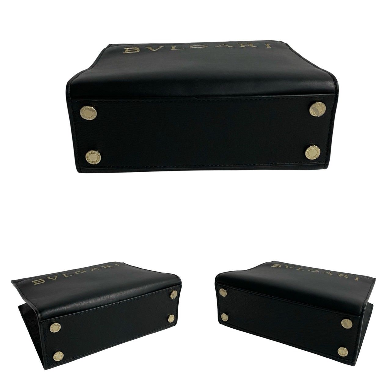 ほぼ未使用 袋付 BVLGARI ブルガリ ブルガリ ロゴ レザー 本革