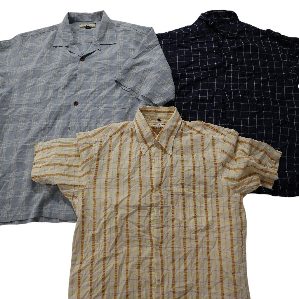 古着卸 まとめ売り チェック柄 半袖シャツ 9枚セット (メンズ Ｍ ) オンブレチェック ウィンドペン 開襟シャツ 中古 古着 NA3986