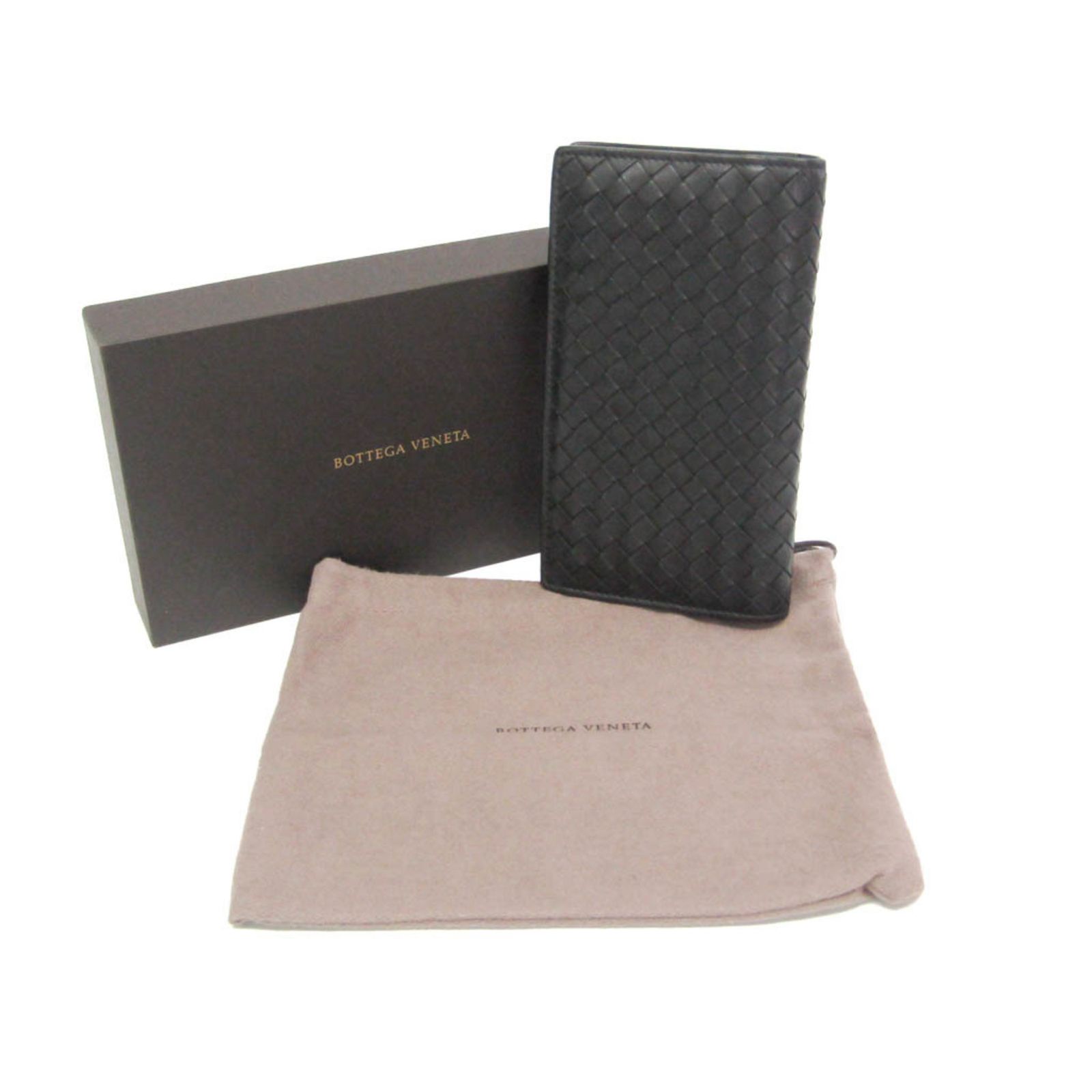 ✨美品✨ボッテガヴェネタ　長財布　二つ折り　イントレチャート　レザー　ブラック BOTTEGA VENETA ボッテガ・ヴェネタ イントレチャート スナップ