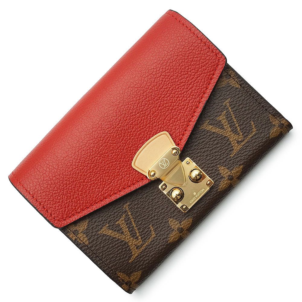 ルイ ヴィトン ポルトフォイユ パラス コンパクト 三つ折り財布 モノグラム カーフスキン レザー スリーズ レッド ブラウン ゴールド金具 M67478 LOUIS VUITTON ♥品