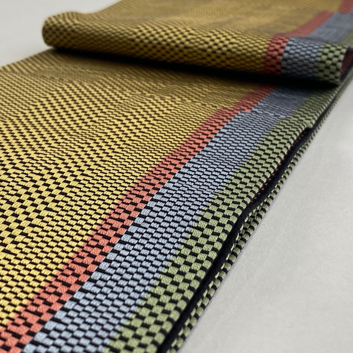 平和屋着物●本場黄八丈　半幅帯　一重帯　格子柄　正絹　逸品　CAAZ4100hy 平和屋着物○本場黄八丈 半幅帯 一重帯 格子柄 正絹 逸品 CAAZ4100hy