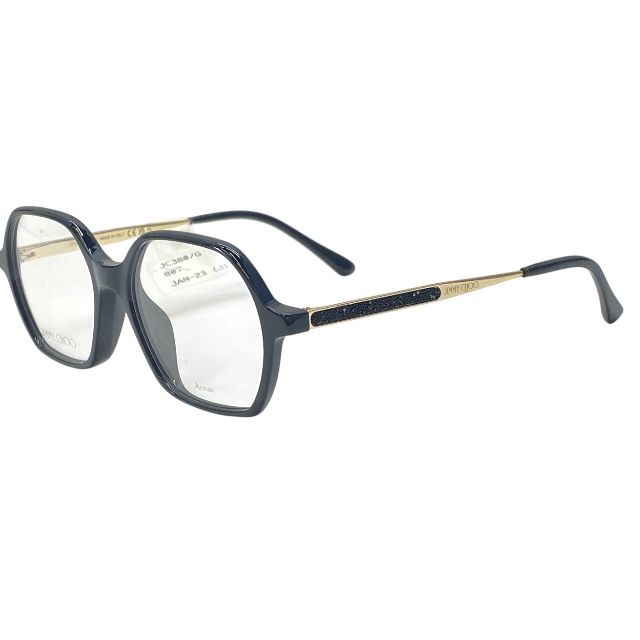 ジミーチュウ JC380|G 807 145 51□17 眼鏡 メガネ アイウェア スクエアフレーム ブラック アセテート ロゴ JIMMY CHOO
