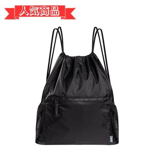 happy-shops [pack all] ジムサック ナップサック 大容量 撥水加工 軽量 折り畳み サイドポケット付き シューズ収納 プールバッグ 体操着袋 水泳 運動 旅行 アウトドア