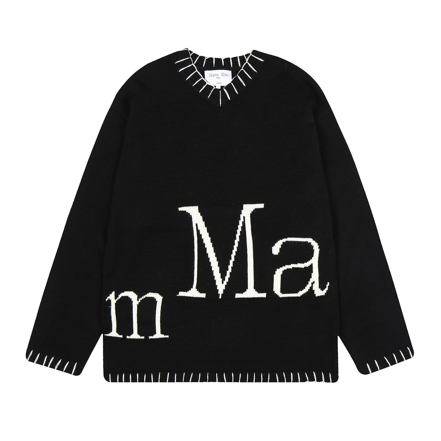 MATIN KIM マーティンキム MATIN BIG LOGO STITCH KNIT PULLOVER