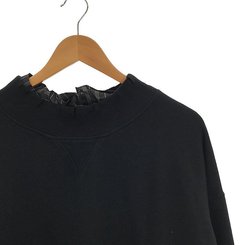 Maison Margiela / メゾンマルジェラ | ダメージ加工 ストライプ ドッキング レイヤード クルーネック スウェット | 36 | ブラック | レディース Maison Margiela / メゾンマルジェラ | ダメージ加工 ストライプ