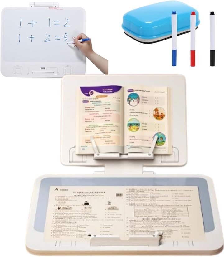 Waihag 書見台 ホワイトボード機能つき 高さ調節 角度調節 折り畳み 子供 勉強 学習机 傾斜台 読書台 ライティングボード ブックスタンド 卓上 在宅勤務