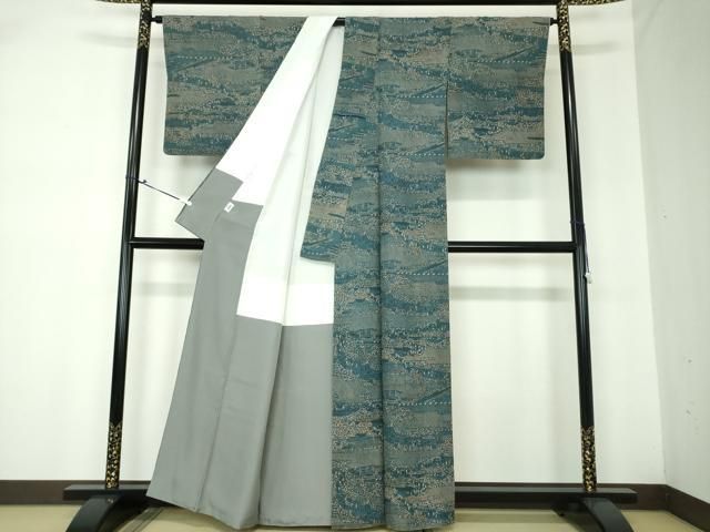 平和屋着物●天然灰汁発酵建本藍　江戸の藍　藍染師　大澤石雄　藍香房　小紋　東海道風況　証紙付き　正絹　逸品　DAAQ2980ps 平和屋着物○天然灰汁発酵建本藍 江戸の藍 藍染師 大澤石雄 藍香房