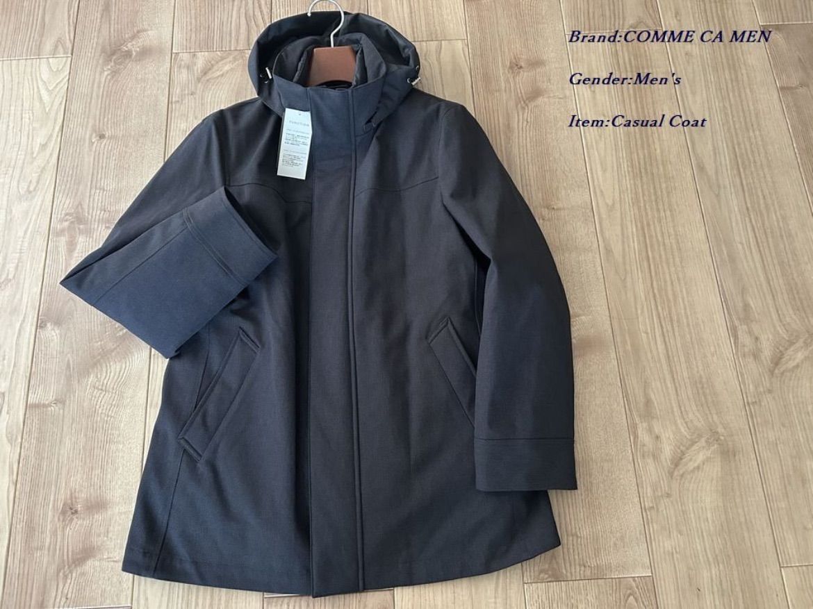 サンプル COMME CA MEN コムサメン 3WAYバーズアイラミネートコート 08チャコールグレー Mサイズ 17MI01 定価75900円