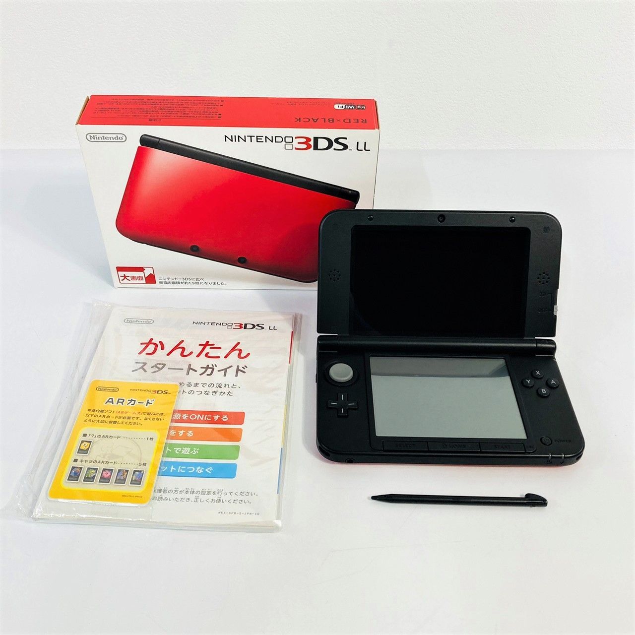 Nintendo 3DS LL 本体 レッド 赤 ブラック 黒 SPR-001 (JPN) セット 一式 箱 タッチペン かんたんスタートガイド AR カード - ゲームリサイクルDAICHU - メルカリ