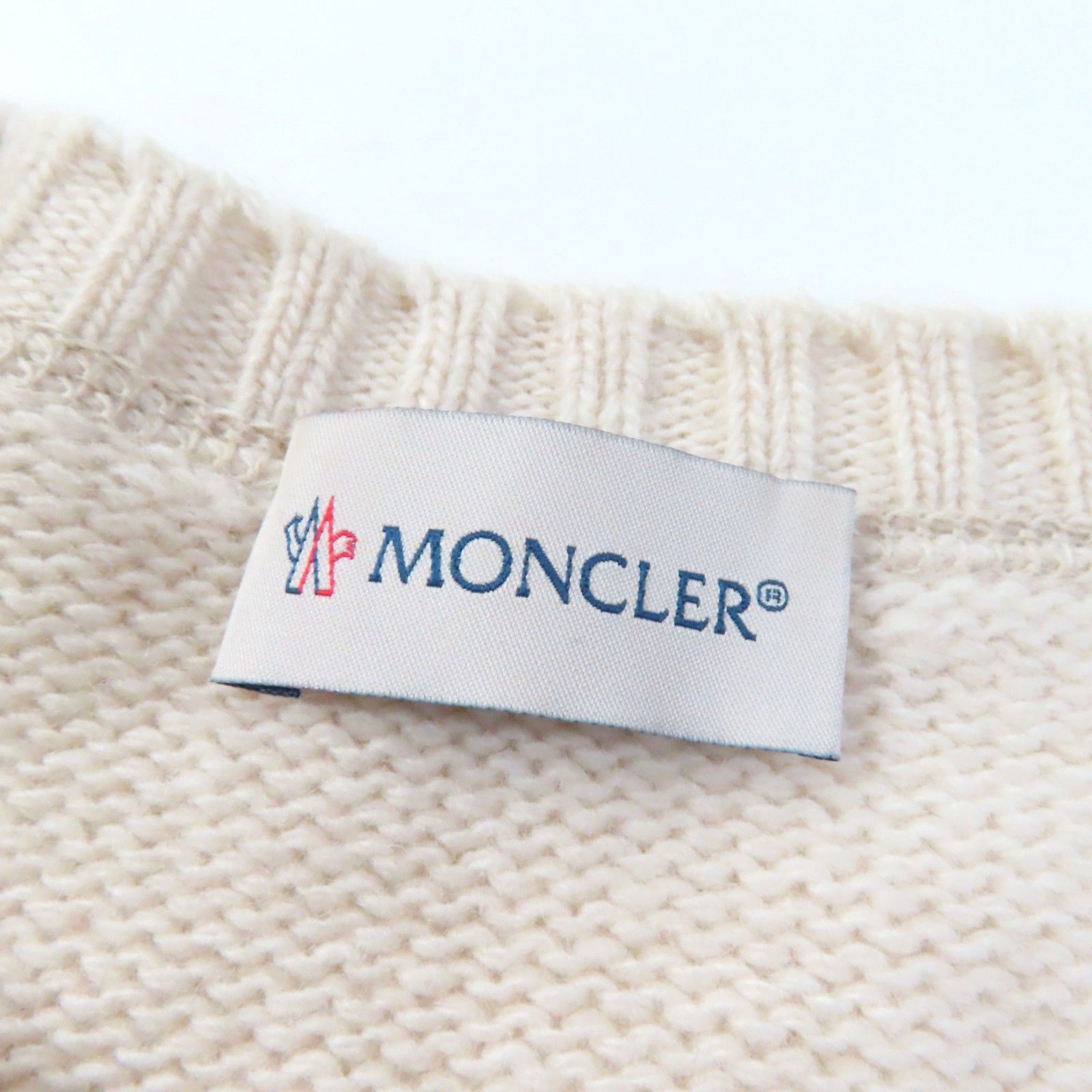 美品☆MONCLER モンクレール 22年製 GIROCOLLO TRICOT ロゴデザイン クルーネック 長袖 セーター/ニット アイボリー S  正規品 レディース - メルカリ