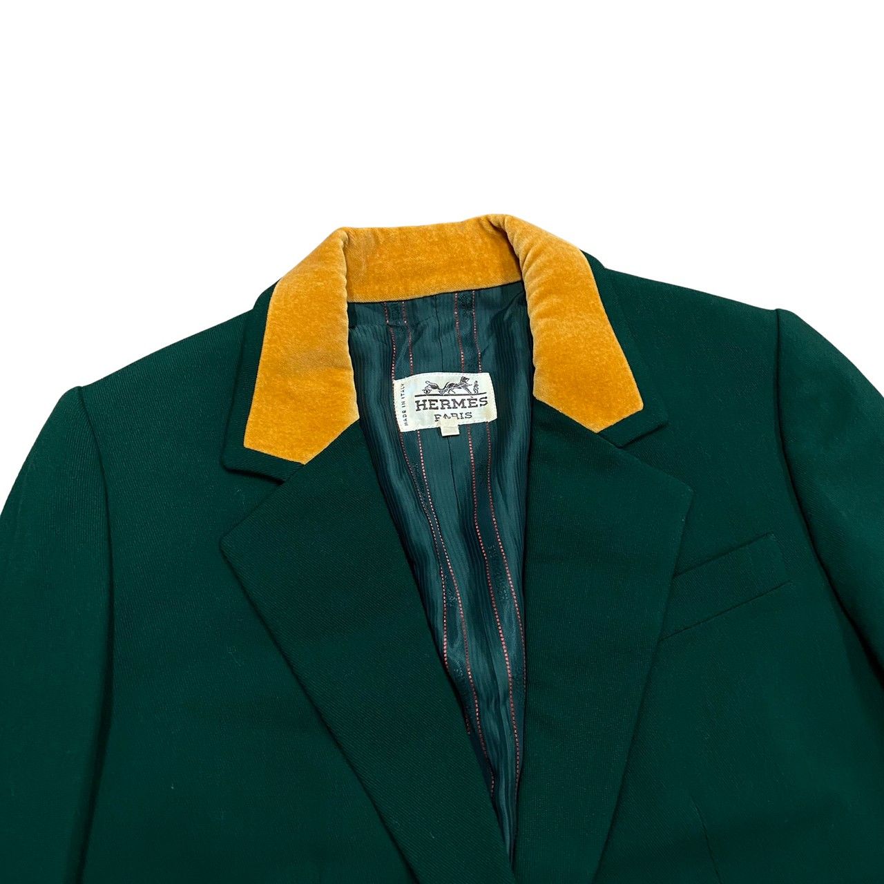 極 美品 希少品 HERMES エルメス バイカラー ウール ベロア テーラード 