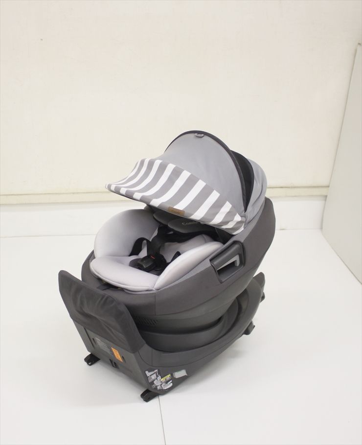THE S Air ISOFIX エッグショック ZA-670 ストライプグレー コンビ製チャイルドシート ISOFIX固定 新生児OK クリーニング済み B3521917