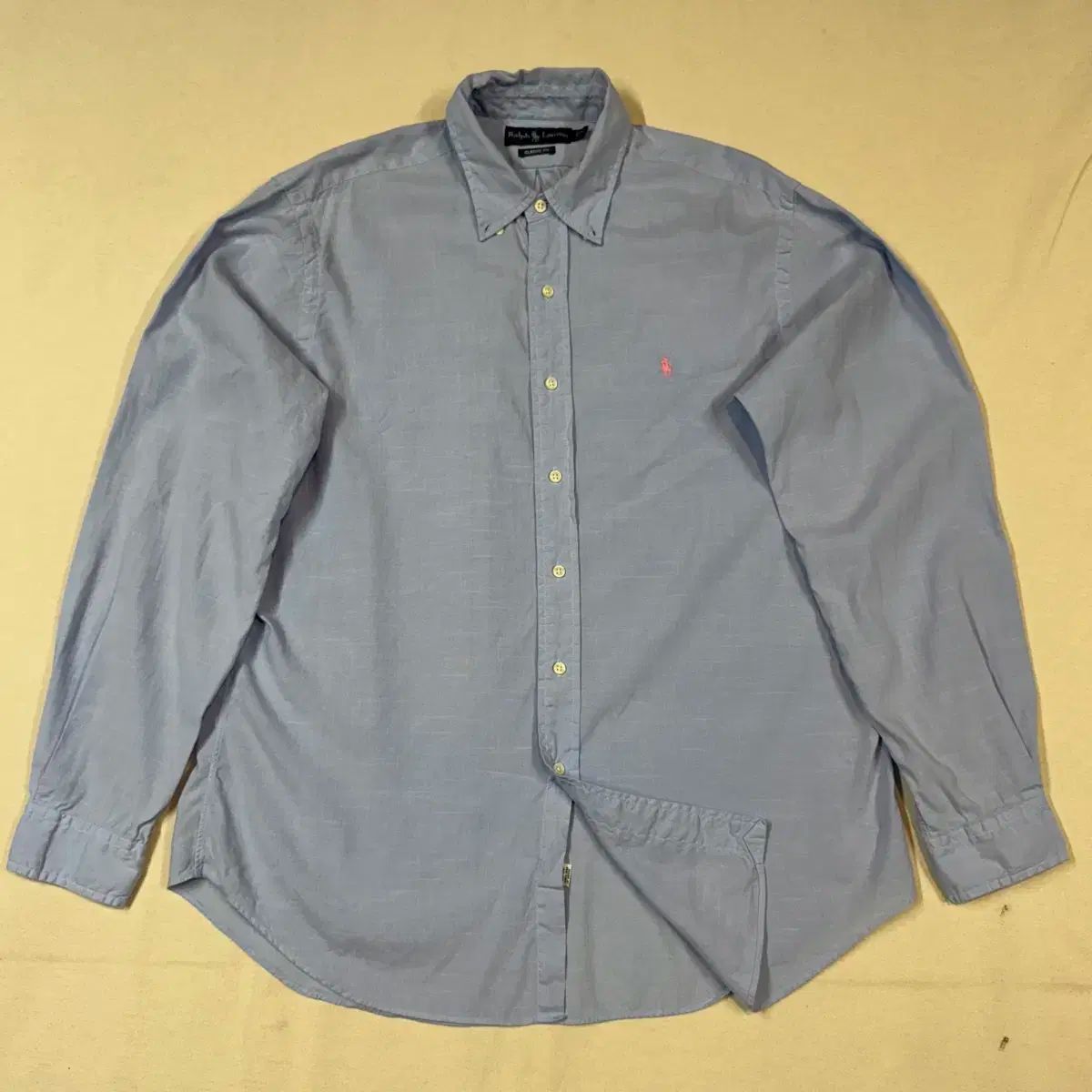 L ポロ Ralph Lauren ラルフローレン クラシックフィット ライトブルー リネン シャツ