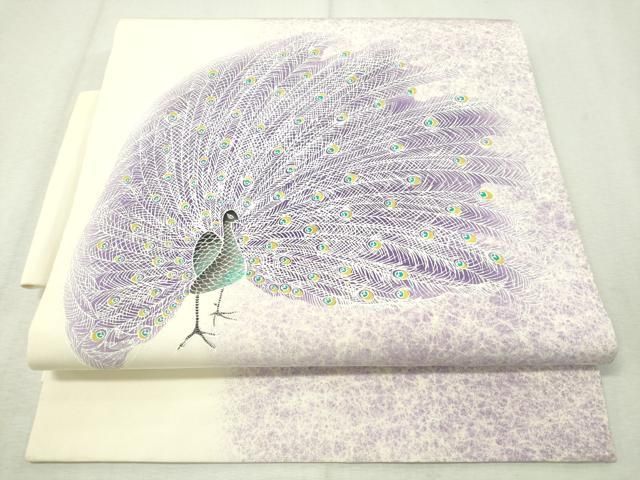 平和屋着物○九寸名古屋帯 唐織 市松葡萄蔦の葉文 正絹