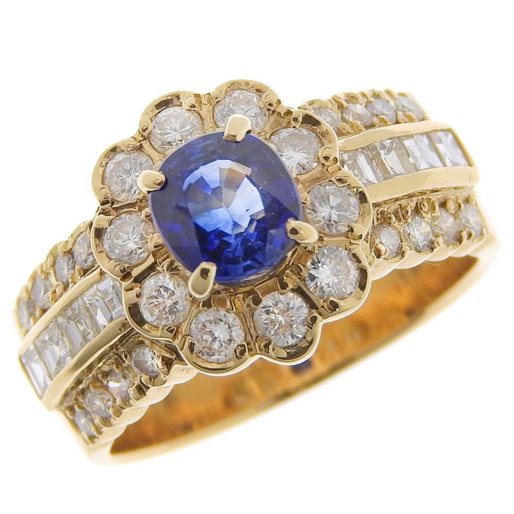 返品OK】0.83ct 天然サファイア リング 10.5号 K18YG 新品仕上げ済み 