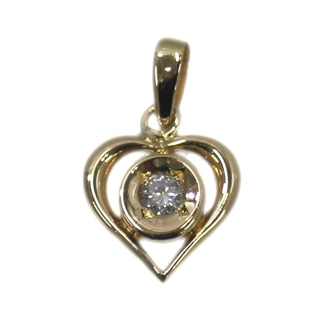 K18 18金 ゴールド ダイヤ ハート モチーフ ペンダント トップ 0.10ct