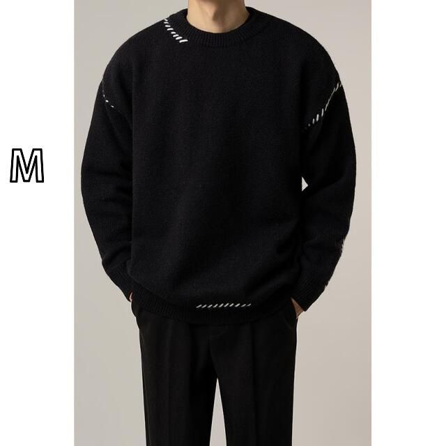 M 秋冬 コーデ メンズ 服 シンプル ファッション オシャレ 大人 かっこいい 大きいサイズ ストリート 紳士服 カジュアル クルー ネック セーター 軽 レイヤリング トップス