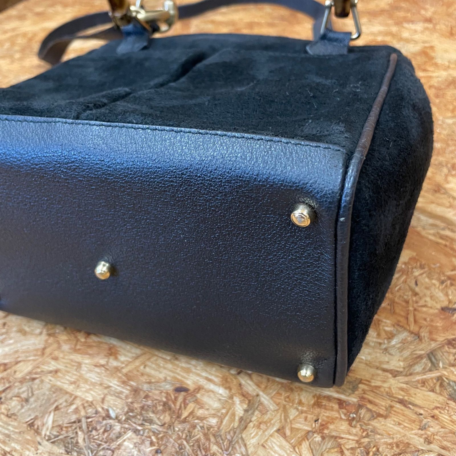 GUCCI オールドグッチ バンブー 2way ショルダーバッグ スエード