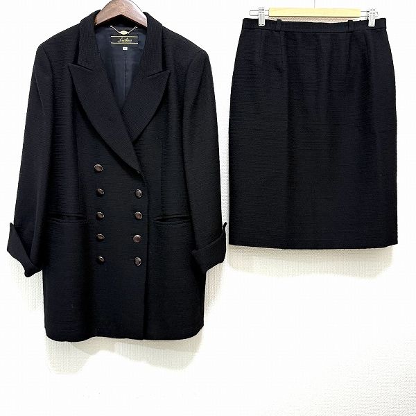 anc レリアン Leilian スカートスーツ 13 黒 セットアップ ツーピース ダブルボタン 大きいサイズ レディース 971894