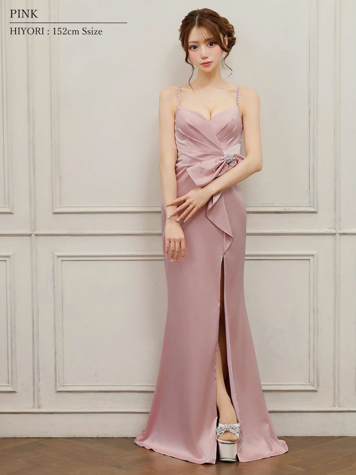 Angel R エンジェルアール AR25855 サテンワンショルダーリボンティアードフ ミニキャバドレス Pink