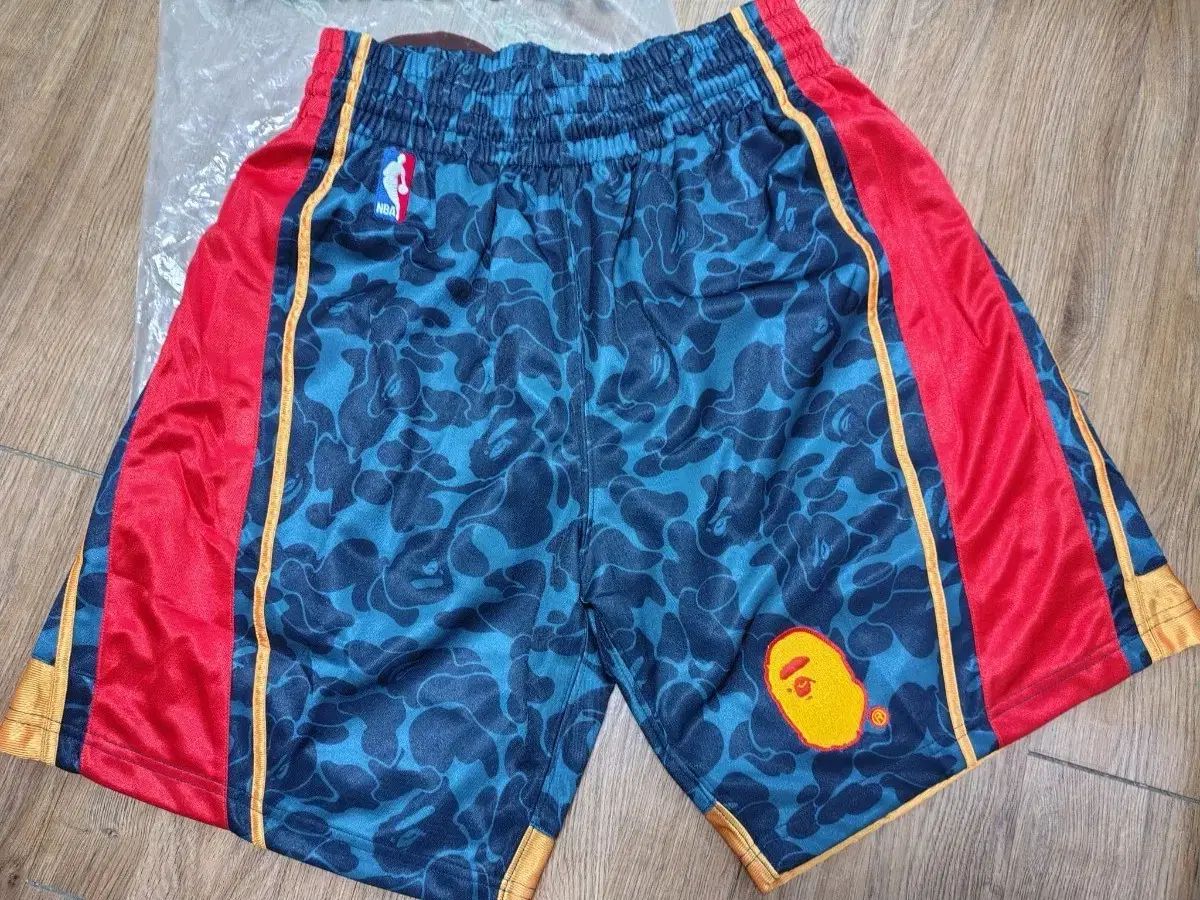 A BATHING APE アベイシングエイプ X NBA 半ズボン ブルー 迷彩 ウォリアーズ カリー アセンティック バスケットボール ショーツ M