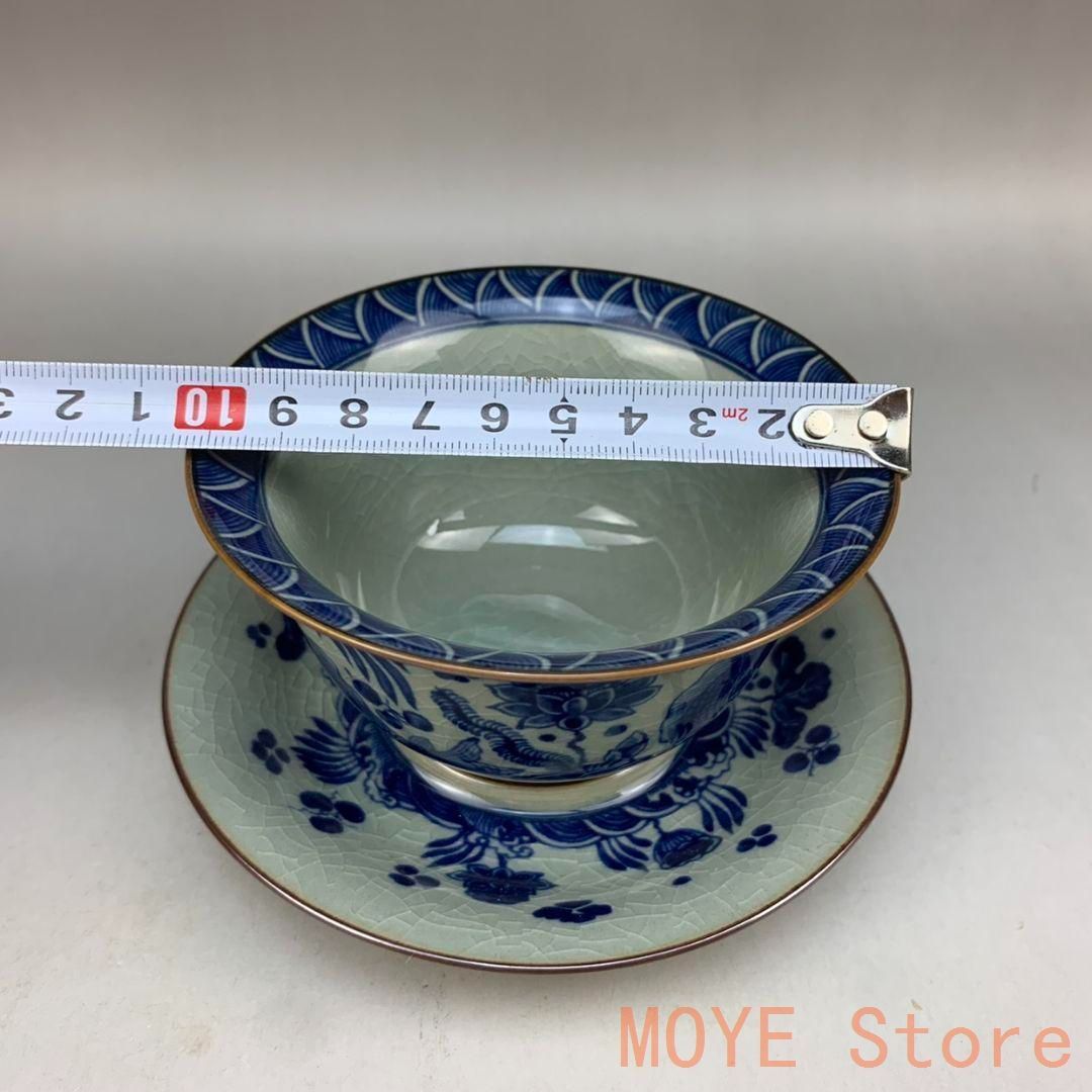 中国茶器 景徳鎮 陶磁器 鯖藻紋開片三才蓋碗 茶道具 工芸品