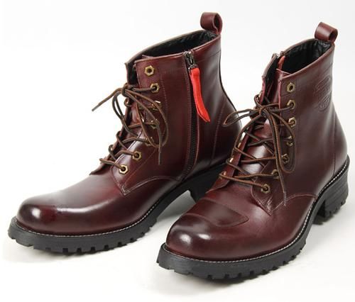 HS-B6 シフトガード付レザーZIPブーツ ワイン